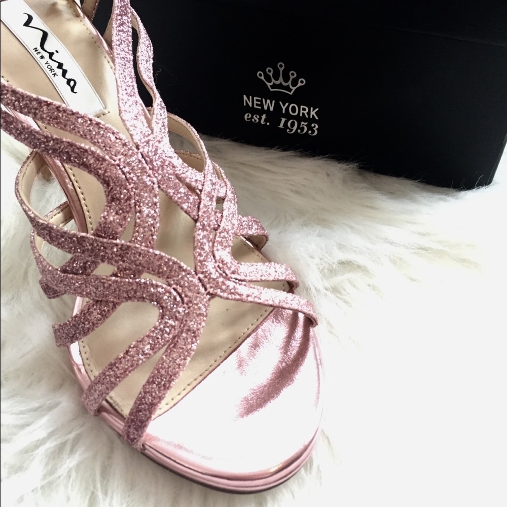 Nordstrom- Nina - Pink Glitter Dress Sandal.